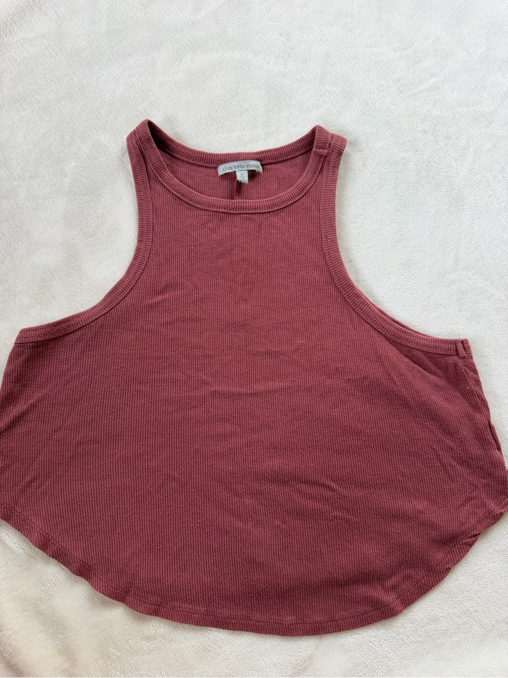 Charlotte Russe Ribbed Scoop-Hem Tank Top - Mauve